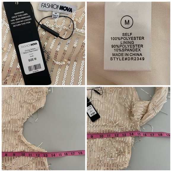 FASHION NOVA Nude Giving Details Sequin Maxi Dress - Picture 13 of 15